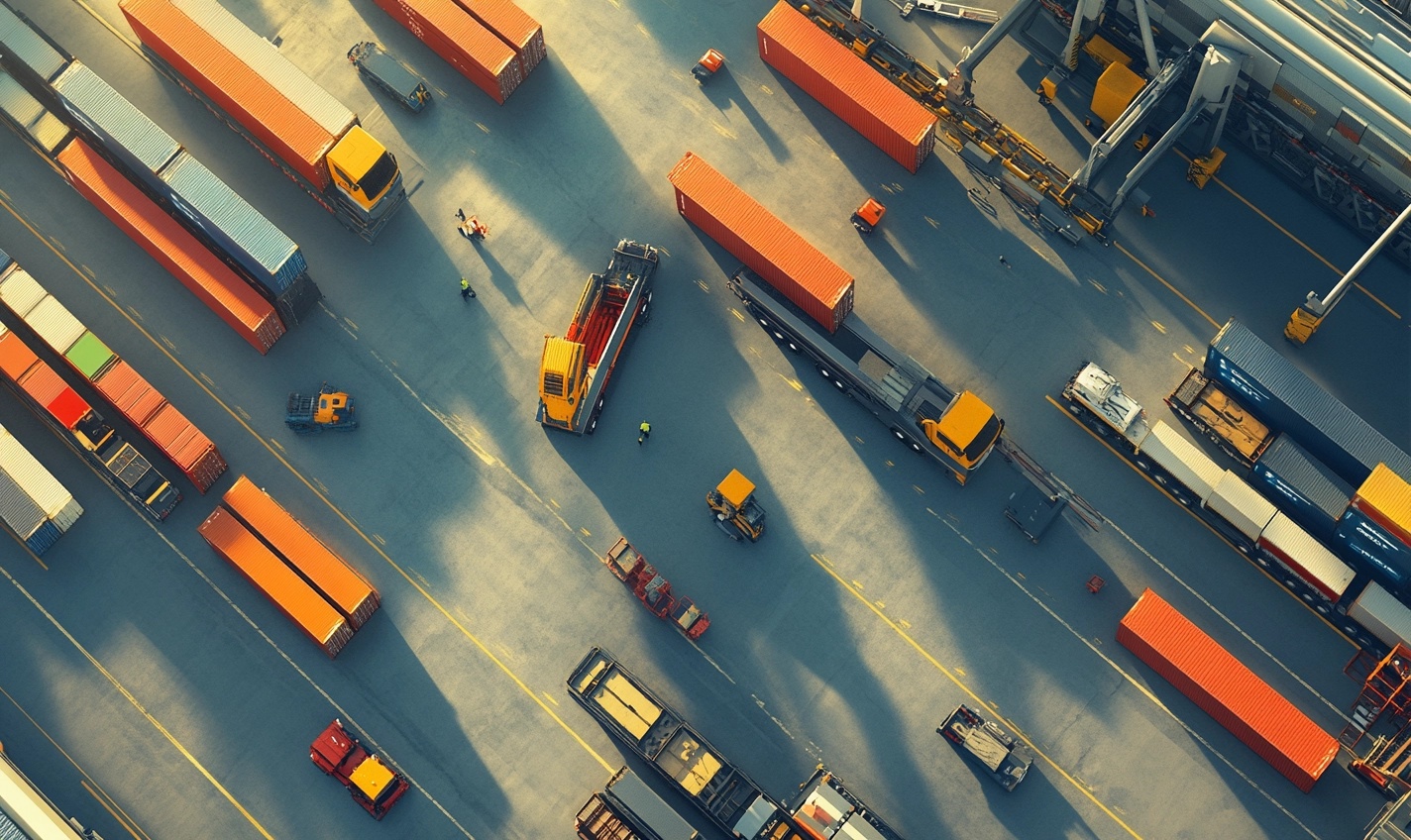 global-supply-chain-logistics-management A well-organized warehouse with logistics professionals coordinating shipments and optimizing efficiency.